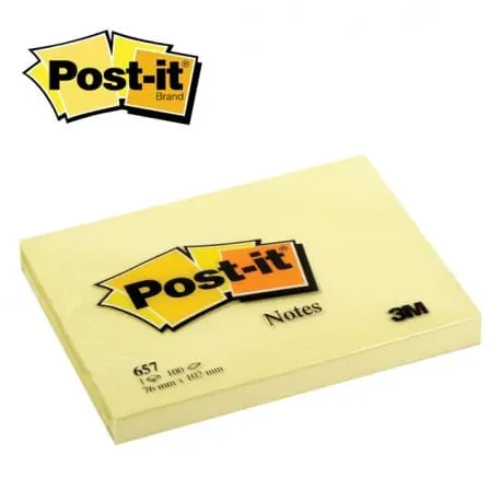 Post-It Notes 76X102 Yellow Each 3M-657