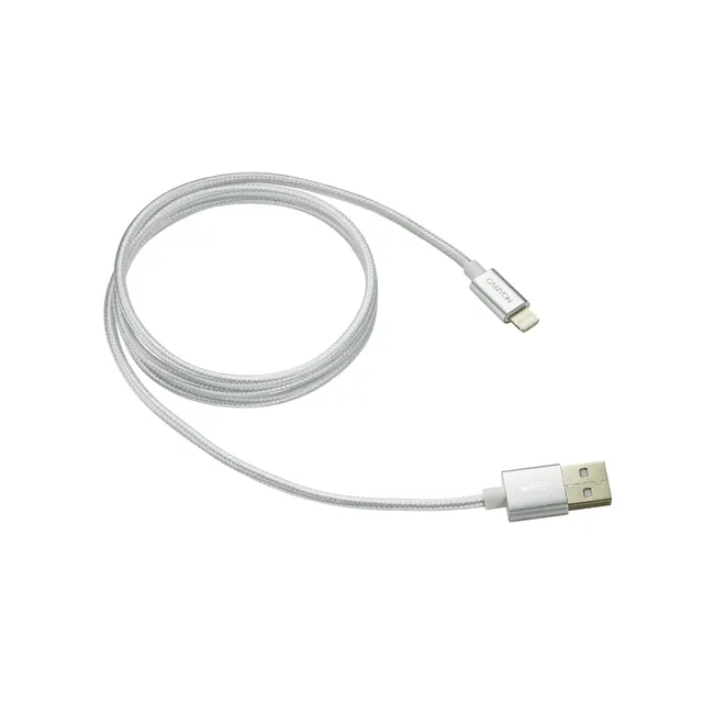 Canyon Lightning USB Cable Apple, braided, metallic, White, 1m