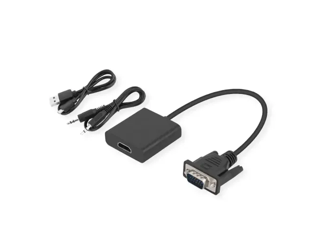 Value VGA to HDMI Adapter (+Audio) M/F 0,23M Black
