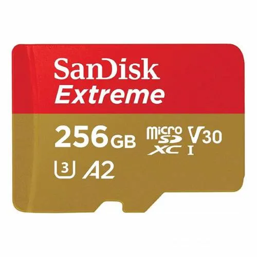 Sandisk Extreme microSDXC 256GB + SD Adapter + Rescue Pro Deluxe 160MB/s A2 C10