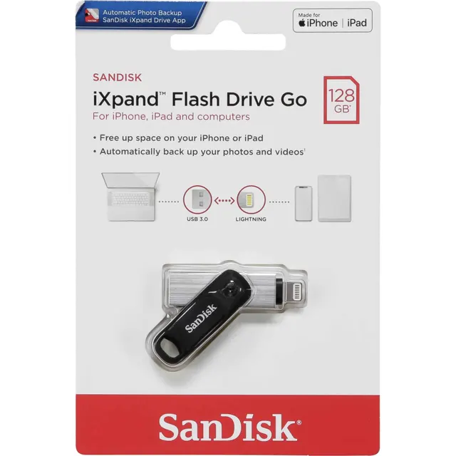Sandisk iXpand Flash Drive 128GB - USB for iPhone SDIX60N-128G-GN6NE