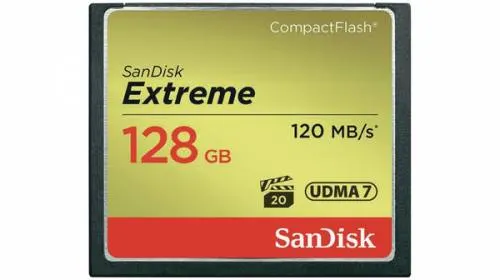 Sandisk Extreme CF 120MB/s, 85MB/s write, UDMA7, 128GB Lifetime warranty