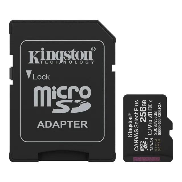 Kingston MicroSDXC Canvas Select Plus 256GB Memory Card + Adapter SDCS3/256GB