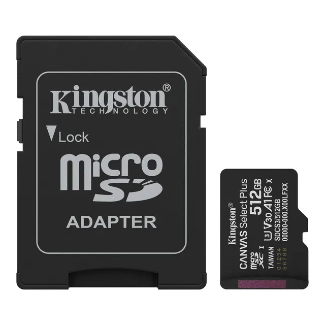 Kingston mSDXC Canvas Select Plus 512GB Memory Card + Adapter SDCS3/512GB