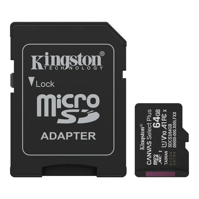Kingston MicroSDXC Canvas Select Plus 64GB Memory Card + Adapter SDCS3/64GB