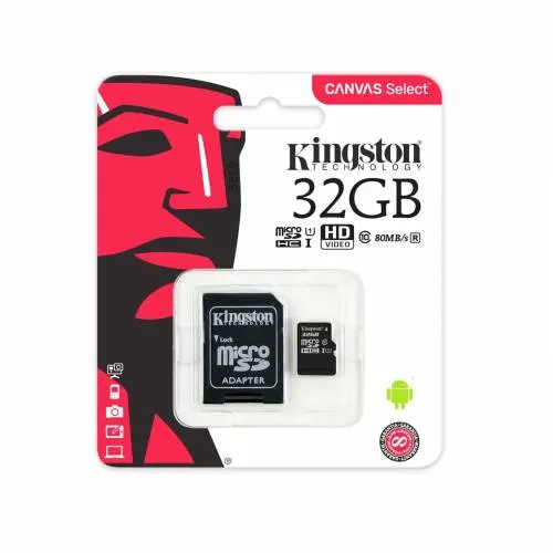 Kingston MicroSDHC Canvas Select Plus 32GB Memory Card + Adapter SDCS2/32GB
