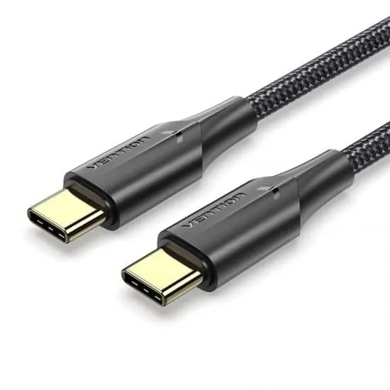 Vention Braided Usb-C to Usb-C 3A Cable 2M Black with LED (Taubh)