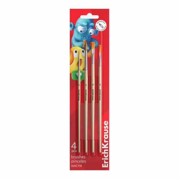 Erichkrause Brushes for Watercolors and Gouache Jolly Friends (4 pcs) 61853