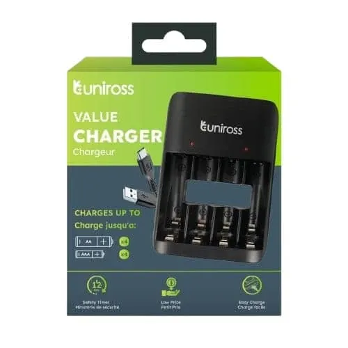 Uniross USB or Type-C Multi Charger for Batteries UCU010