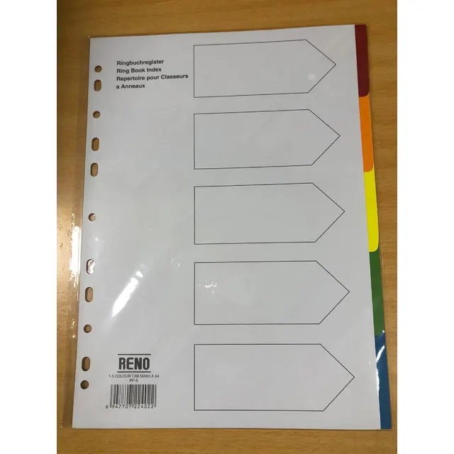 Reno Karton Divider Index 5-TABS Colour PF-5 R